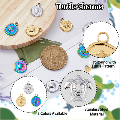 18Pcs 3 Colors Ion Plating(IP) 304 Stainless Steel Pendants Sets STAS-DC0014-12-1