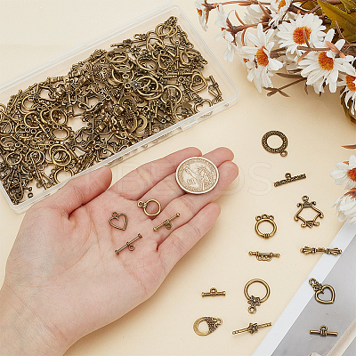 96Sets Tibetan Style Alloy Ring Toggle Clasps FIND-AR0005-76-1