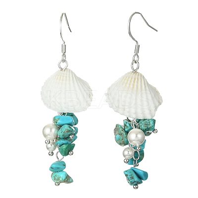 3Pair 3 Style Natural & Synthetic Mixed Gemstone & Shell Dangle Earrings EJEW-TA00280-1