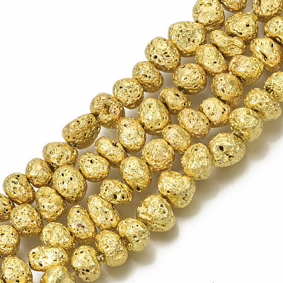 Electroplated Natural Lava Rock Beads Strands G-S352-29G-1