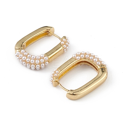 Plastic Imitation Pearl Oval Hoop Earrings EJEW-L234-071G-1