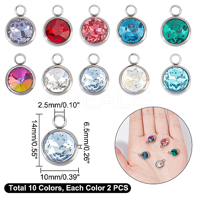 20Pcs 10 Colors Glass Charms GLAA-GA0001-39-1
