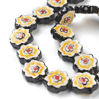 Handmade Porcelain Flower Beads Strands PORC-G006-14B-1