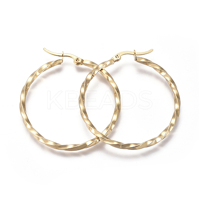 201 Stainless Steel Big Hoop Earrings EJEW-A054-06C-G-1