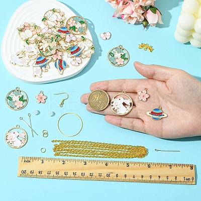 DIY Alloy Enamel Rabbit Earring Jewelry Making Kits DIY-YW0010-72-1