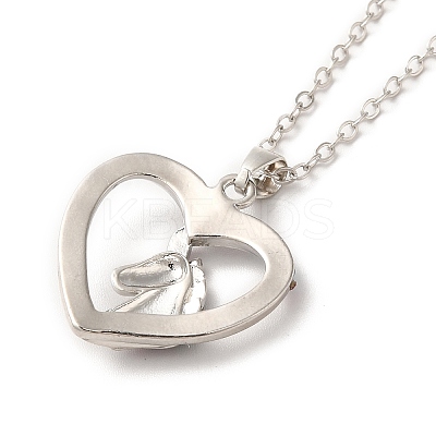 Colorful Rhinestone Heart with Unicorn Pandant Necklace with Cable Chains LS-NJEW-K246-01P-1