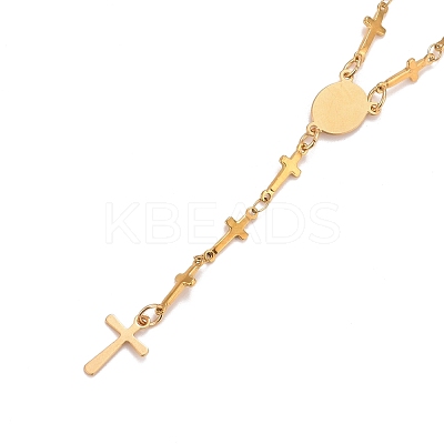 304 Stainless Steel Rosary Bead Necklaces NJEW-E133-02G-1
