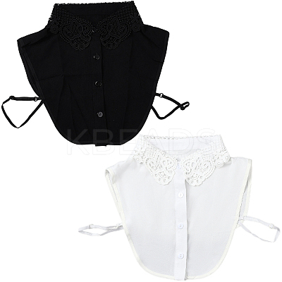 2Pcs 2 Colors Detachable Polyester Shirt Women False Collar AJEW-CY0001-44-1