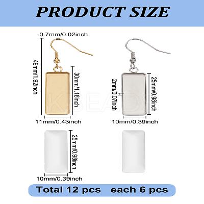 12Pcs 2 Colors 304 Stainless Steel Earring Hooks STAS-LP0002-04-1