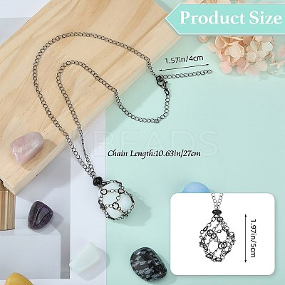 3Pcs 3 Style Brass Braided Macrame Pouch Empty Stone Holder for Pendant Necklaces Making NJEW-SZ0001-63-1