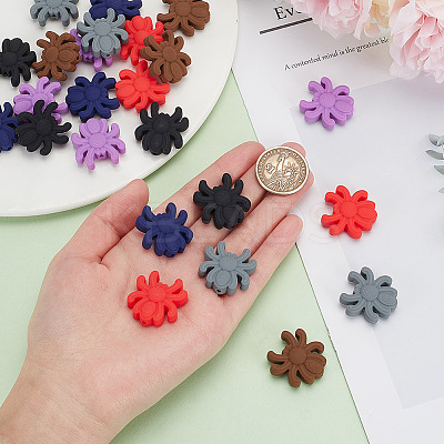 24Pcs 6 Colors Spider Food Grade Eco-Friendly Silicone Focal Beads SIL-AR0001-12-1