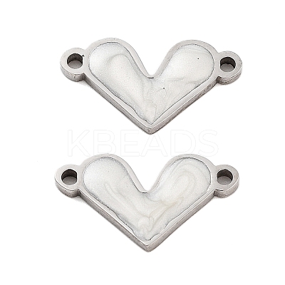 304 Stainless Steel White Enamel Connector Charms LS-STAS-Z078-12P-1