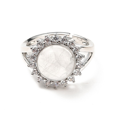 Natural Quartz Crystal Adjustable Rings RJEW-P043-02P-25-1