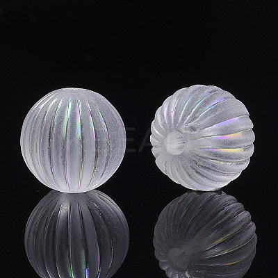 Transparent Corrugated Melon Acrylic Beads LS-X-TACR-R142-01-1