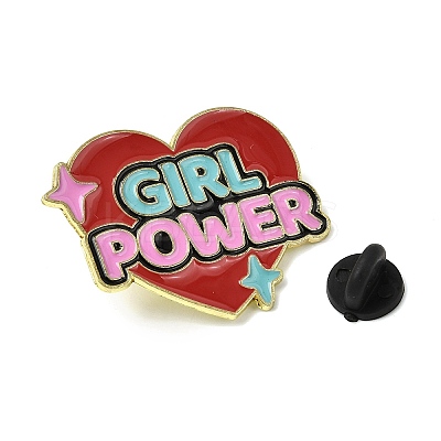 Word Girl Power Alloy Enamel Pins for Clothes for Women LS-JEWB-F043-01D-1