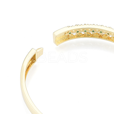 Cubic Zirconia Rhombus Hinged Bangle BJEW-N014-013-1