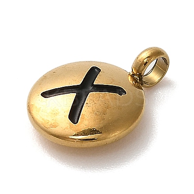 304 Stainless Steel Black Enamel Charms STAS-R009-01G-X-1