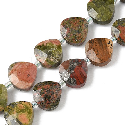 Natural Unakite Beads Strands G-D316-A13-1