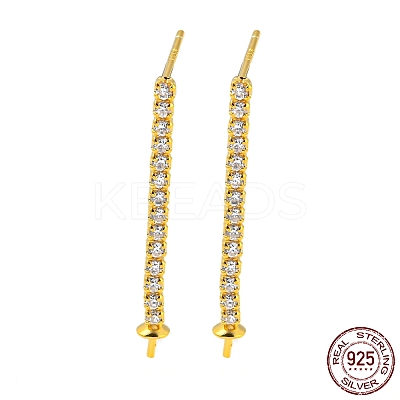 925 Sterling Silver Micro Pave Clear Cubic Zirconia Stud Earring Findings STER-Q192-26G-1