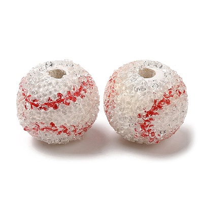 Spray Painted Wood European Beads with Rhinestone RESI-C038-03B-1