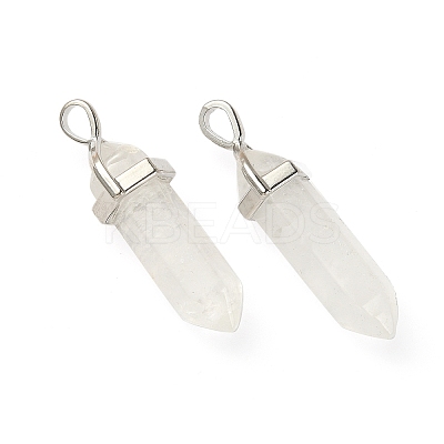 2Pcs Natural Quartz Crystal Double Terminated Pointed Pendants G-YW0002-05F-1