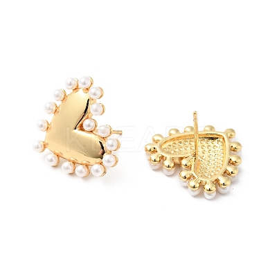 Rack Plating Brass with Acrylic Beads Stud Earrings for Women EJEW-G311-06G-1