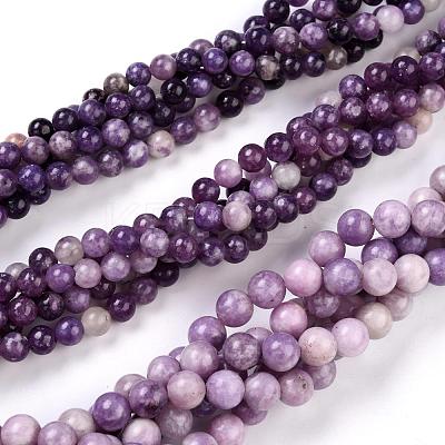 Natural Lepidolite/Purple Mica Stone Beads Strands G-K415-8mm-1