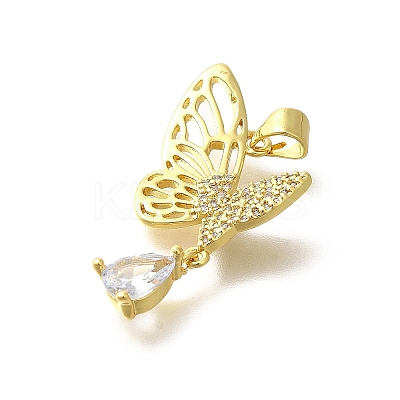 Brass Micro Pave Clear Cubic Zirconia Pendants KK-M297-01G-1