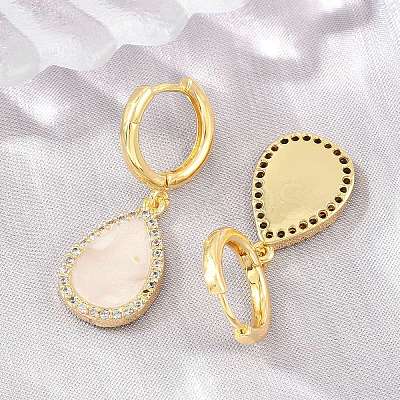 Brass Micro Pave Cubic Zirconia Hoop Dangle Earrings KK-CBA8324-11G-02-1