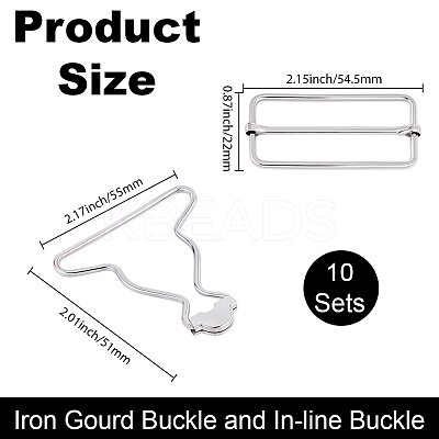 10 Sets Iron Gourd Buckle and In-line Buckle DIY-BBC0002-75B-P-1