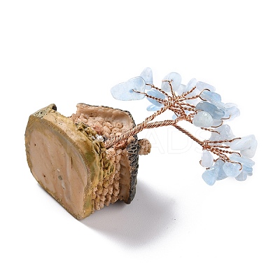 Resin & Natural Aquamarine Model Ornament DJEW-Z001-01B-1