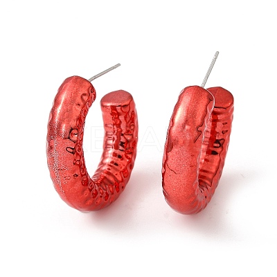 Textured Acrylic Ring Stud Earrings EJEW-P251-08-1