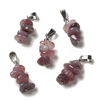Natural Purple Aventurine Chip Pendants G-H307-07P-09-1