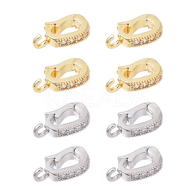 8Pcs 2 Colors Brass Micro Pave Clear Cubic Zirconia Twister Clasps KK-FH0007-74-1
