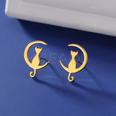 304 Stainless Steel Stud Earrings for Women EJEW-F320-03G-1