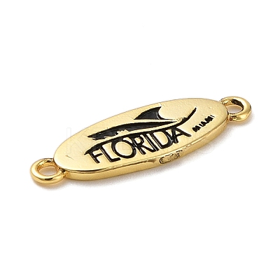 Beach Theme Rack Plating Brass Oval Connector Charms KK-P261-08F-G11-1