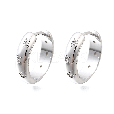 Brass Micro Pave Clear Cubic Zirconia Hoop Earrings EJEW-Z121-01P-1