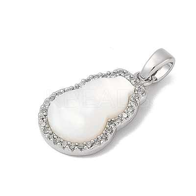 Brass with Shell and Cubic Zirconia Charms KK-Q030-07P-1