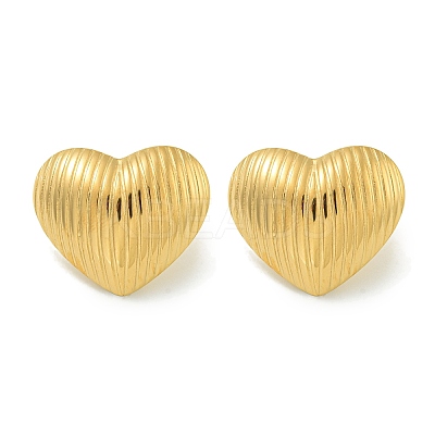 Heart Ion Plating(IP) 304 Stainless Steel Stud Earrings EJEW-G400-30G-1