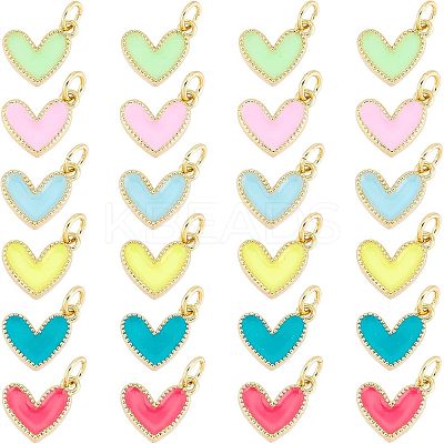 12Pcs 6 Colors Rack Plating Brass Enamel Charms KK-FH0004-36-1