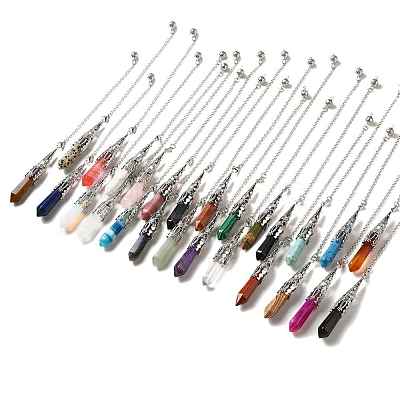 Mixed Gemstone/Glass Dowsing Pendulum Big Pendants G-H285-06P-1