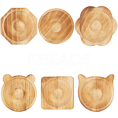 6Pcs 6 Styles Beech Wooden Jewelry Bracelet Finger Ring Diplay Holder Tray ODIS-BBC0001-03A-1