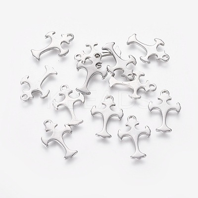 Tarnish Resistant 201 Stainless Steel Tiny Cross Charms STAS-L233-082P-1
