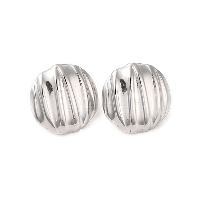 Non-Tarnish Flat Round 304 Stainless Steel Stud Earrings for Women EJEW-L272-003P-1