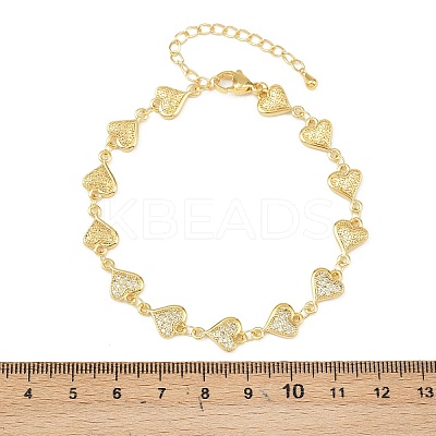 Brass Micro Pave Clear Cubic Zirconia Link Chain Bracelets for Women BJEW-A090-09D-G-1