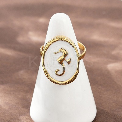 304 Stainless Steel Enamel Open Cuff Rings for Women RJEW-K301-06B-02-1