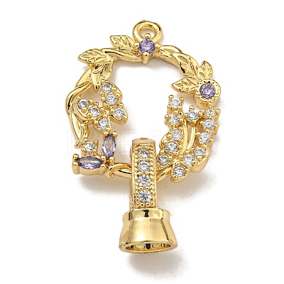 Brass Micro Pave Cubic Zirconia Fold Over Clasps KK-U037-25G-01-1