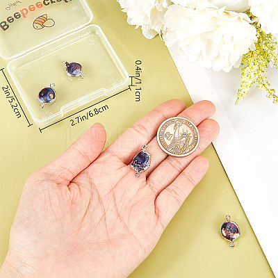 5Pcs Plated Natural Baroque Pearl Keshi Pearl Connector Charms PEAR-BBC0001-17-1