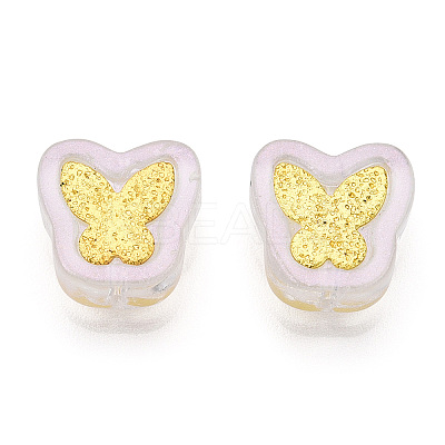 Electroplate Transparent Handmade Lampwork Beads LAMP-Q032-04E-1