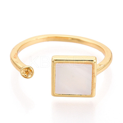 Square Brass & Shell Cup Peg Ring Settings KK-N274-28G-1